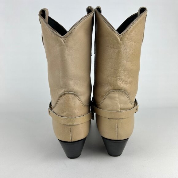 Laredo Womens Cream Leather Western Cowboy Boots Star Studded Strap size 10M - Picture 4 of 16